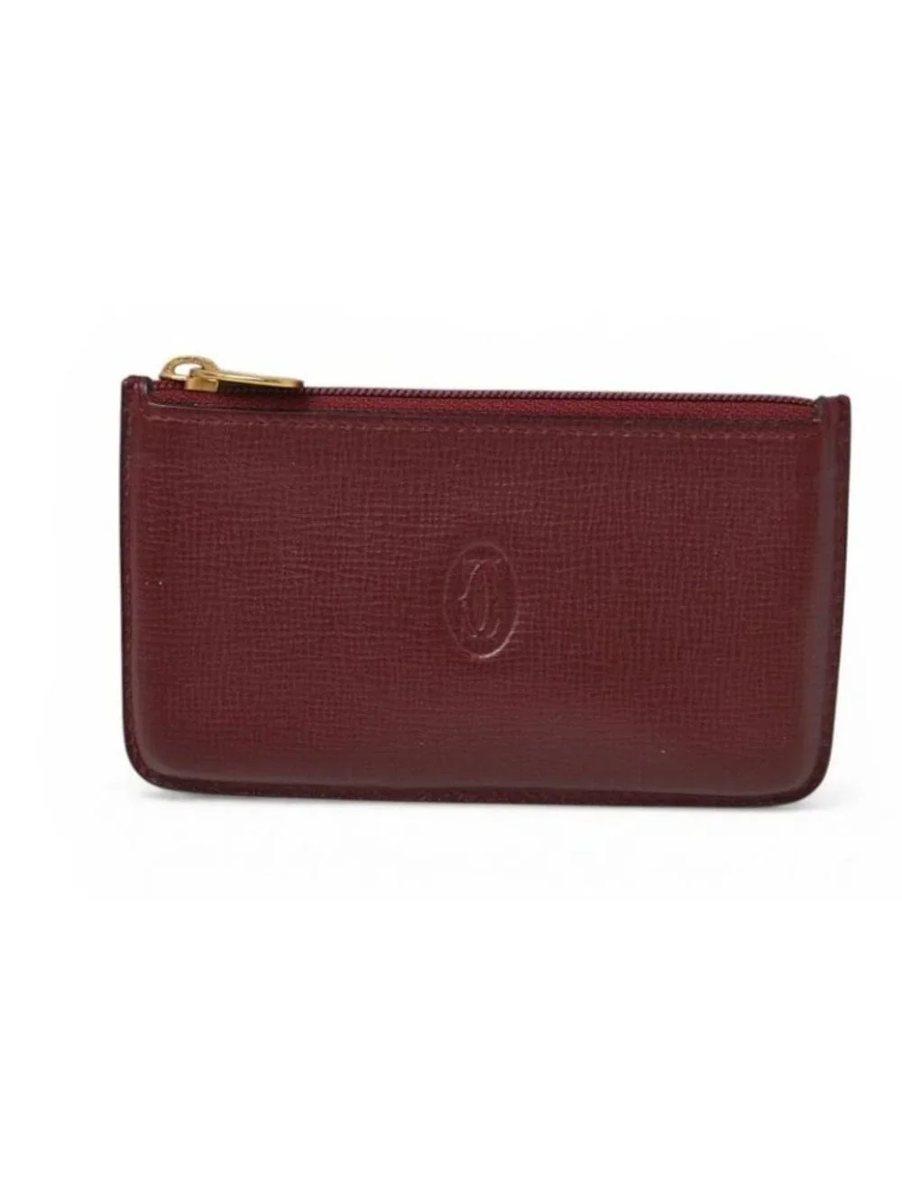 Cartier Coin Case Key Pouch Vintage Must de Cartier Bordeaux with Chain